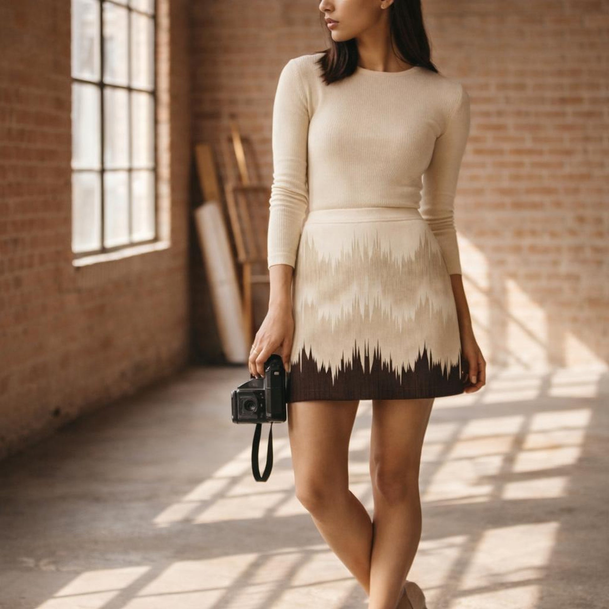 Zigzag Edge | Mini Skirt | Black & White — lifestyle