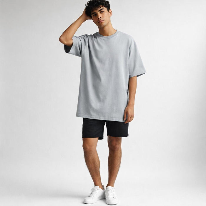 Grey Plain | Oversized T-Shirt | Melange · on a man