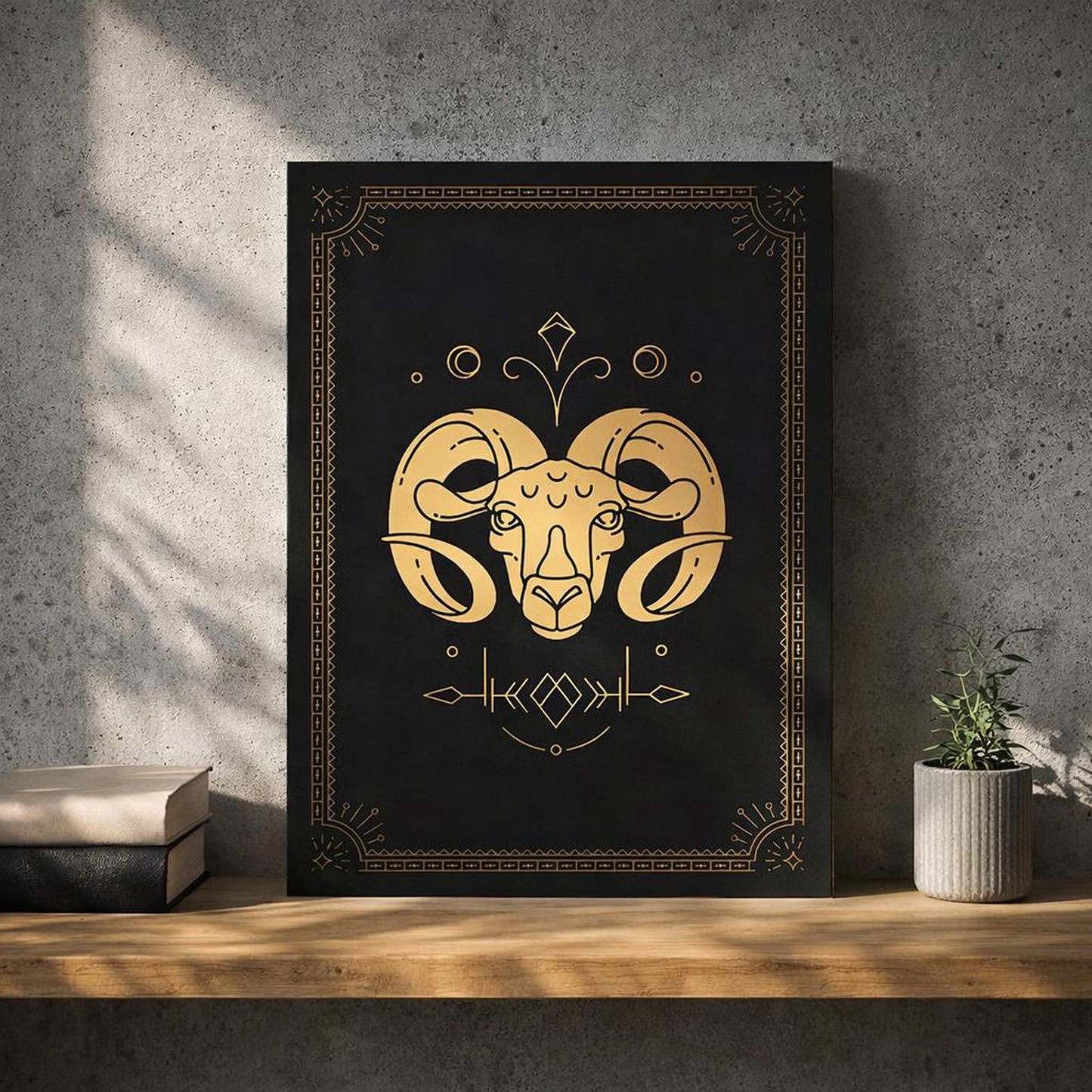 Aries Ram | A3 Poster | Gold Geometric — lifestyle