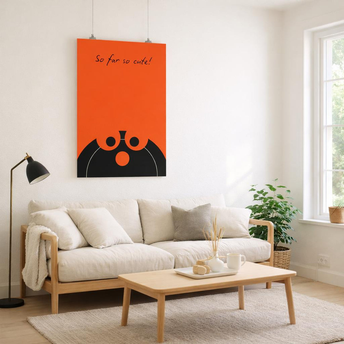 Bat Cute Energy | A3 Poster | Orange & Black Print · front view