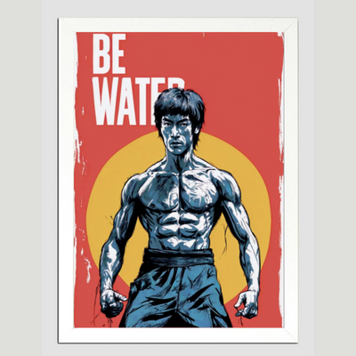 Be Water Bruce Lee | A3 Framed Poster | Red-Orange Gradient