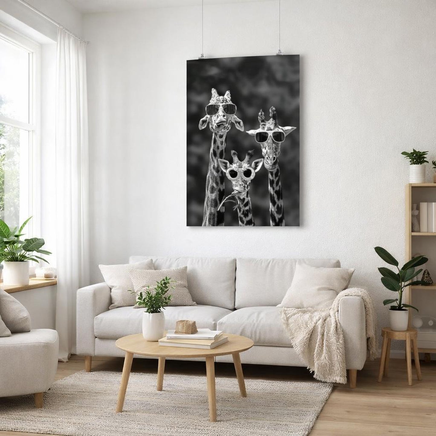 Cool Giraffe Gang | A3 Poster | Black & White — front view