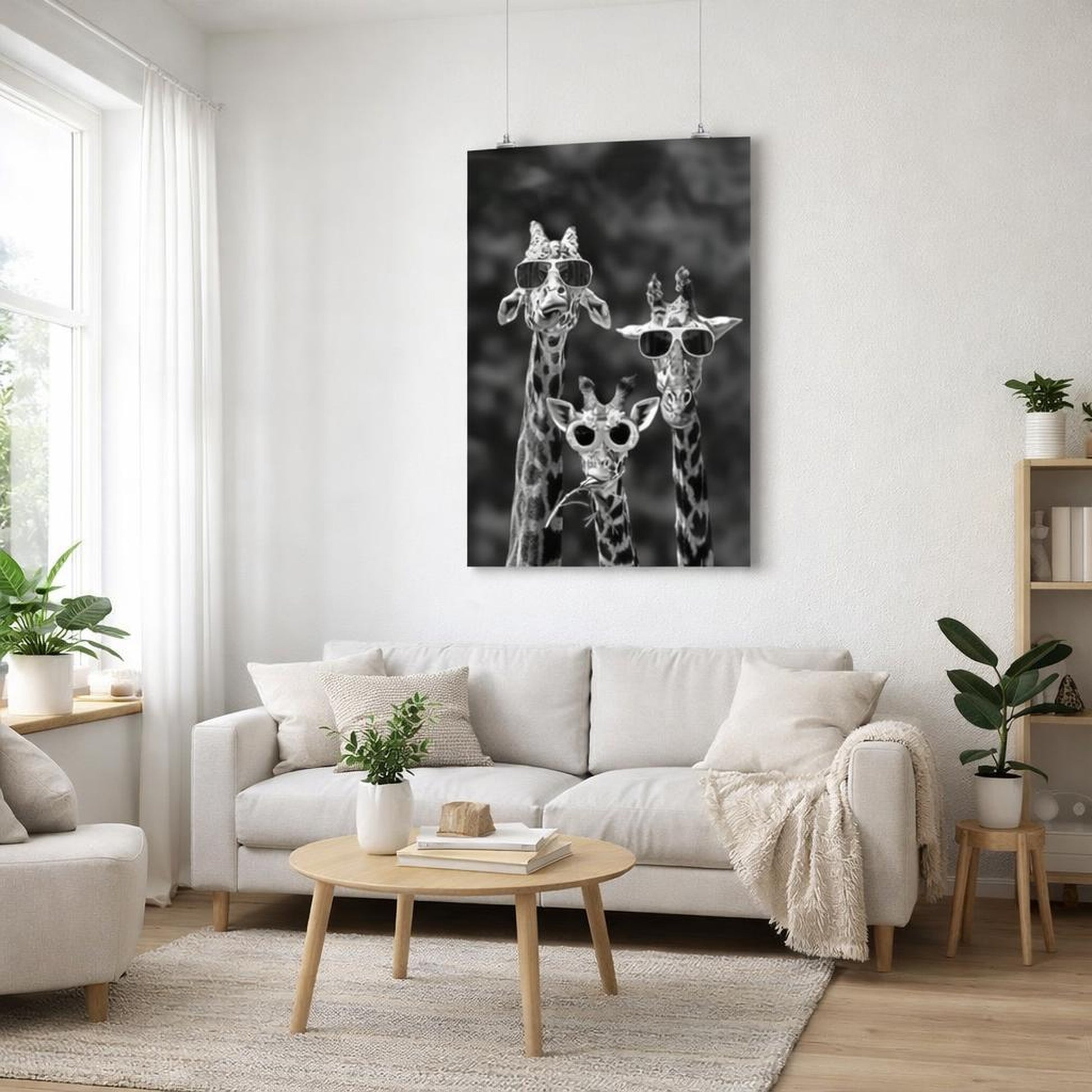 Cool Giraffe Gang | A3 Poster | Black & White — front view