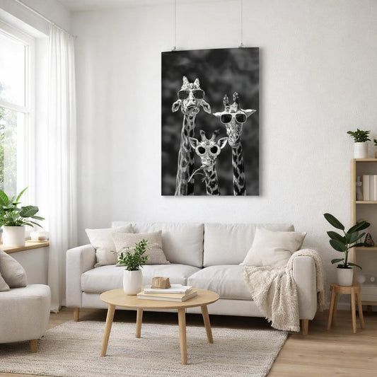 Cool Giraffe Gang | A3 Poster | Black & White — front view
