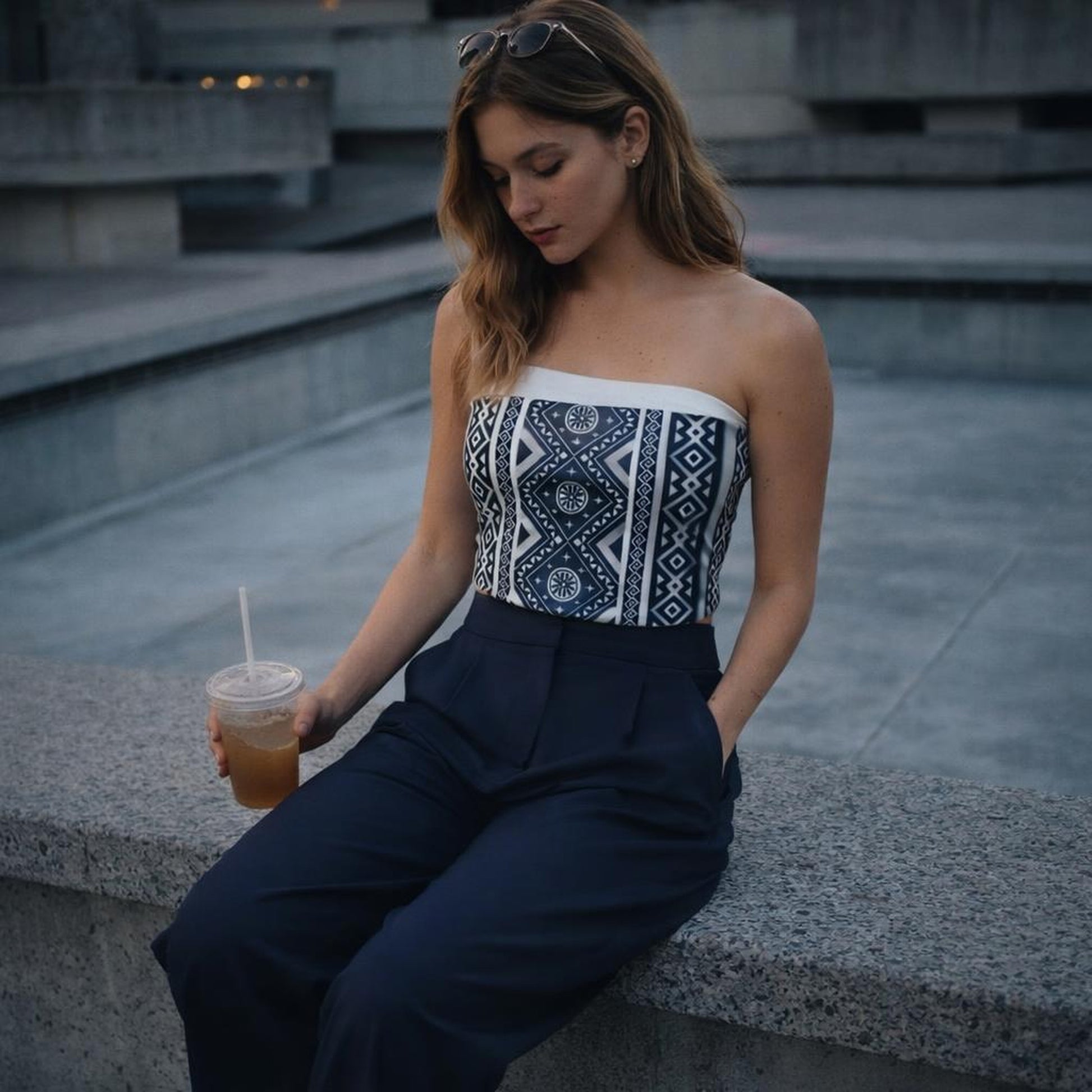 Indigo Lines | Tube Top | Tribal Stripe · lifestyle