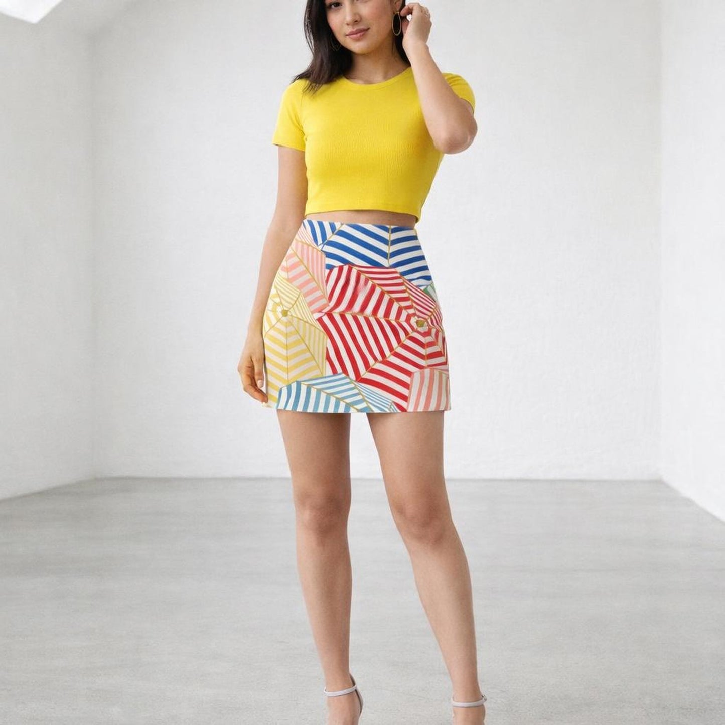 Candy Stripe Canopy | Mini Skirt | Umbrella Graphic — front view