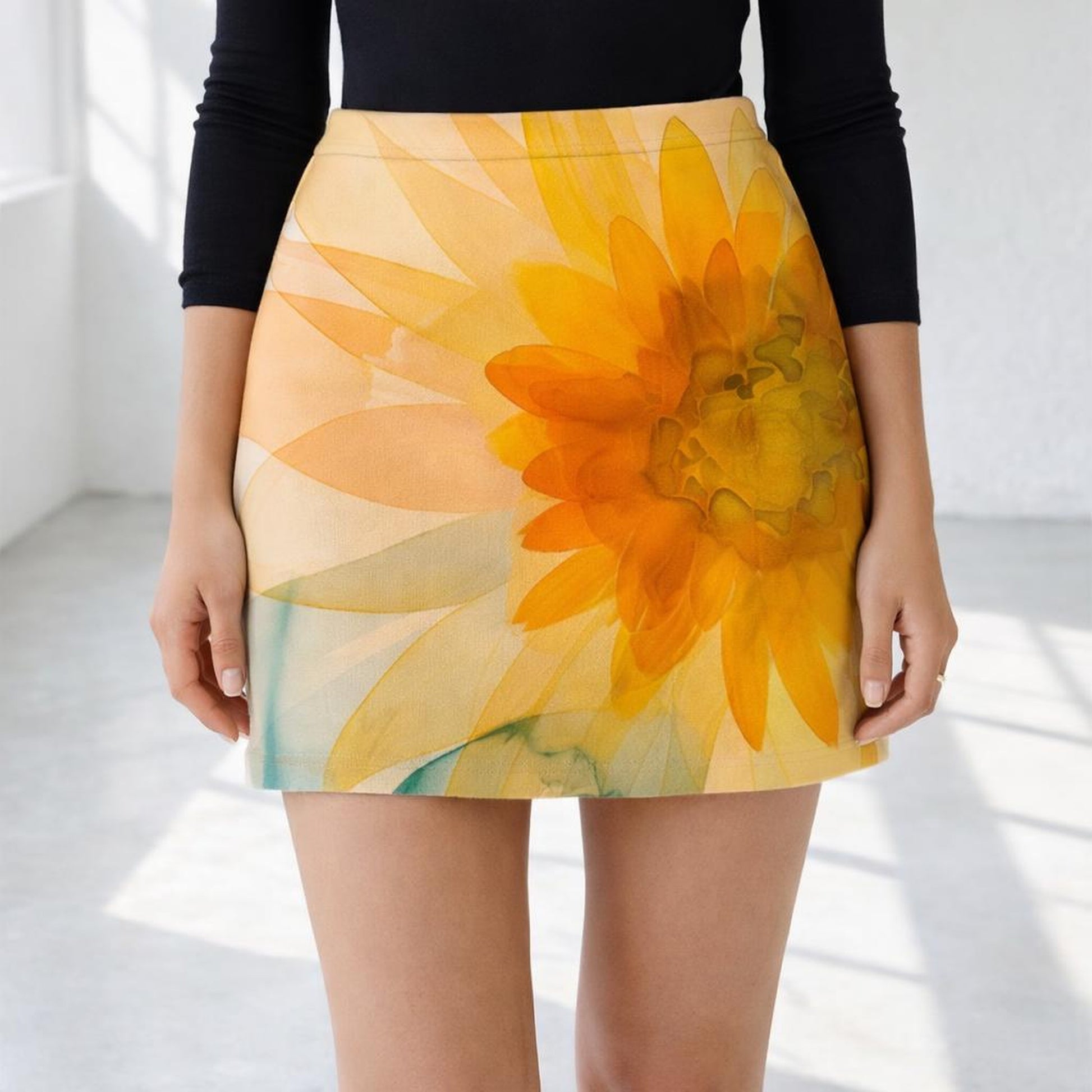 Amber Bloom | Mini Skirt | Abstract Floral — design detail