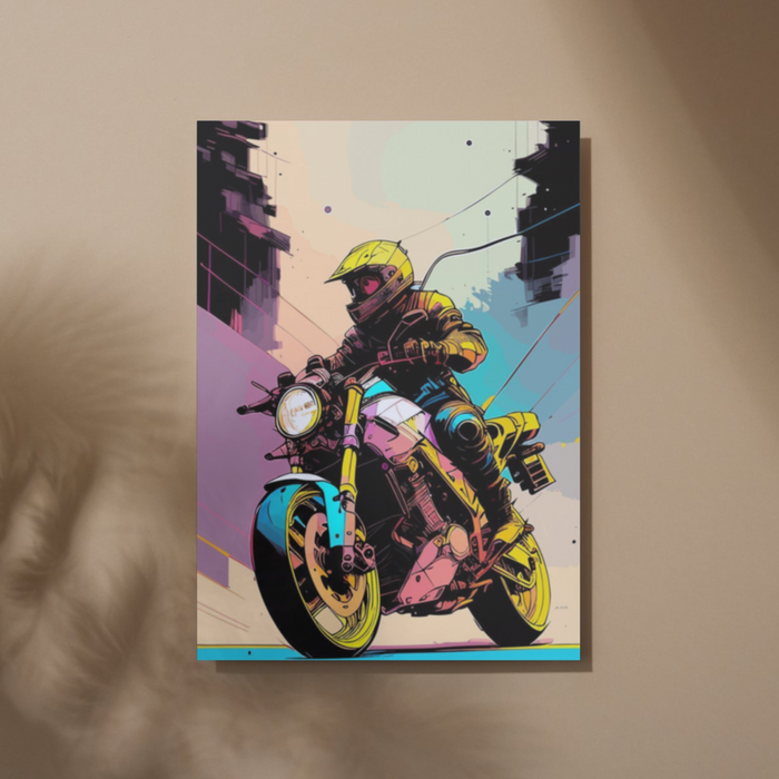 Bike Art Pop Art Ride | A3 Poster | Neon Motorcycle