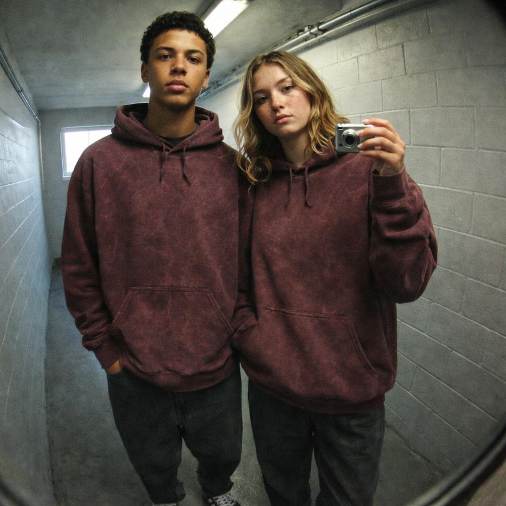 Acid-Washed Maroon | Hoodie | Vintage Grunge Vibes — design detail