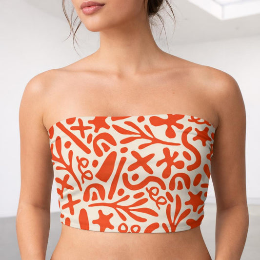 Coral Pop Doodle | Tube Top | Abstract Graphic — design detail