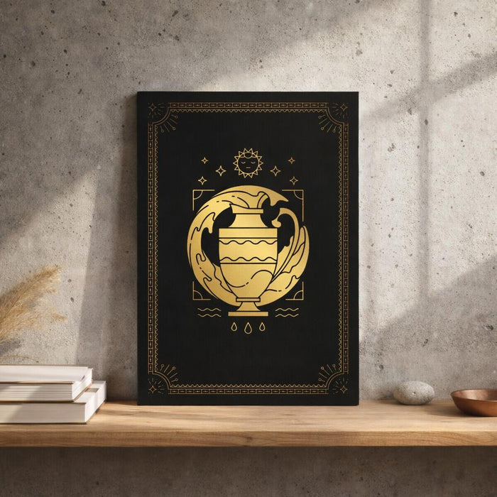 Aquarius Sun Vase | A3 Poster | Gold & Botanical — lifestyle