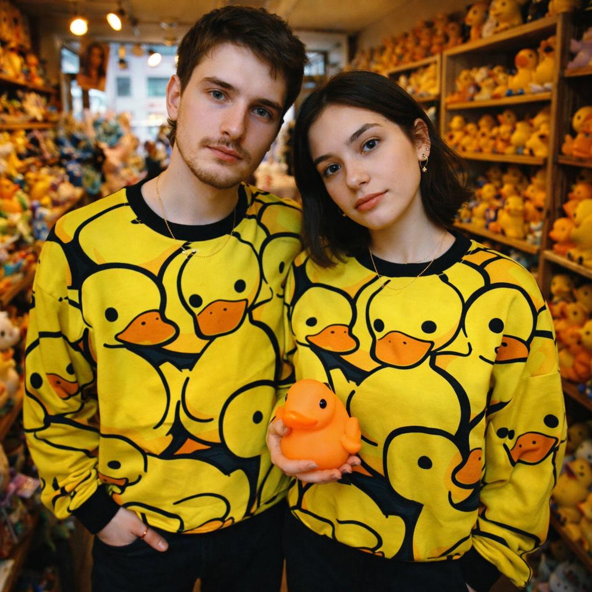 Duck Deluge | Sweatshirt | Yellow on Black — lifestyle