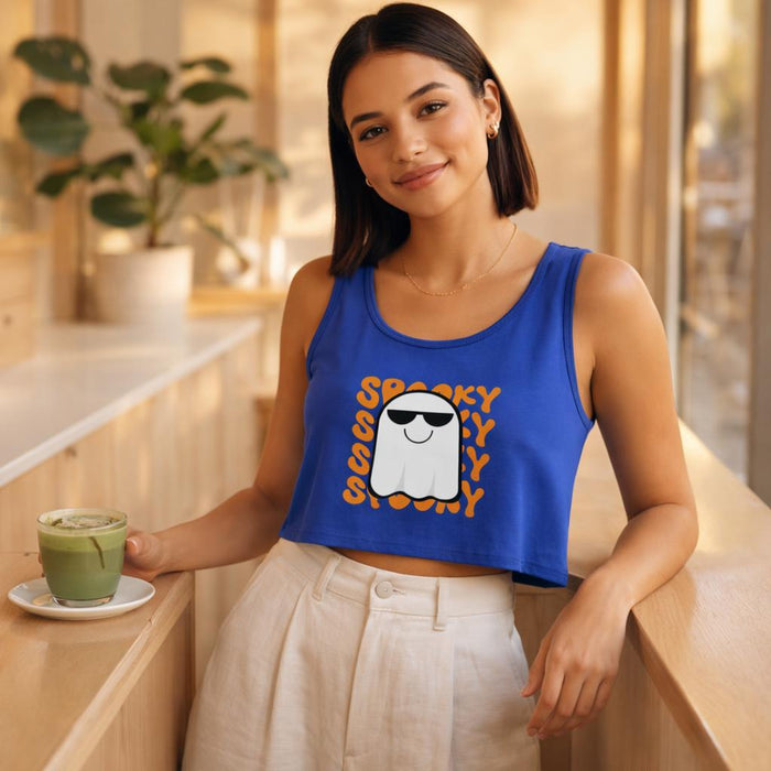 Spooky | Crop Tank Top | Royal Blue · lifestyle
