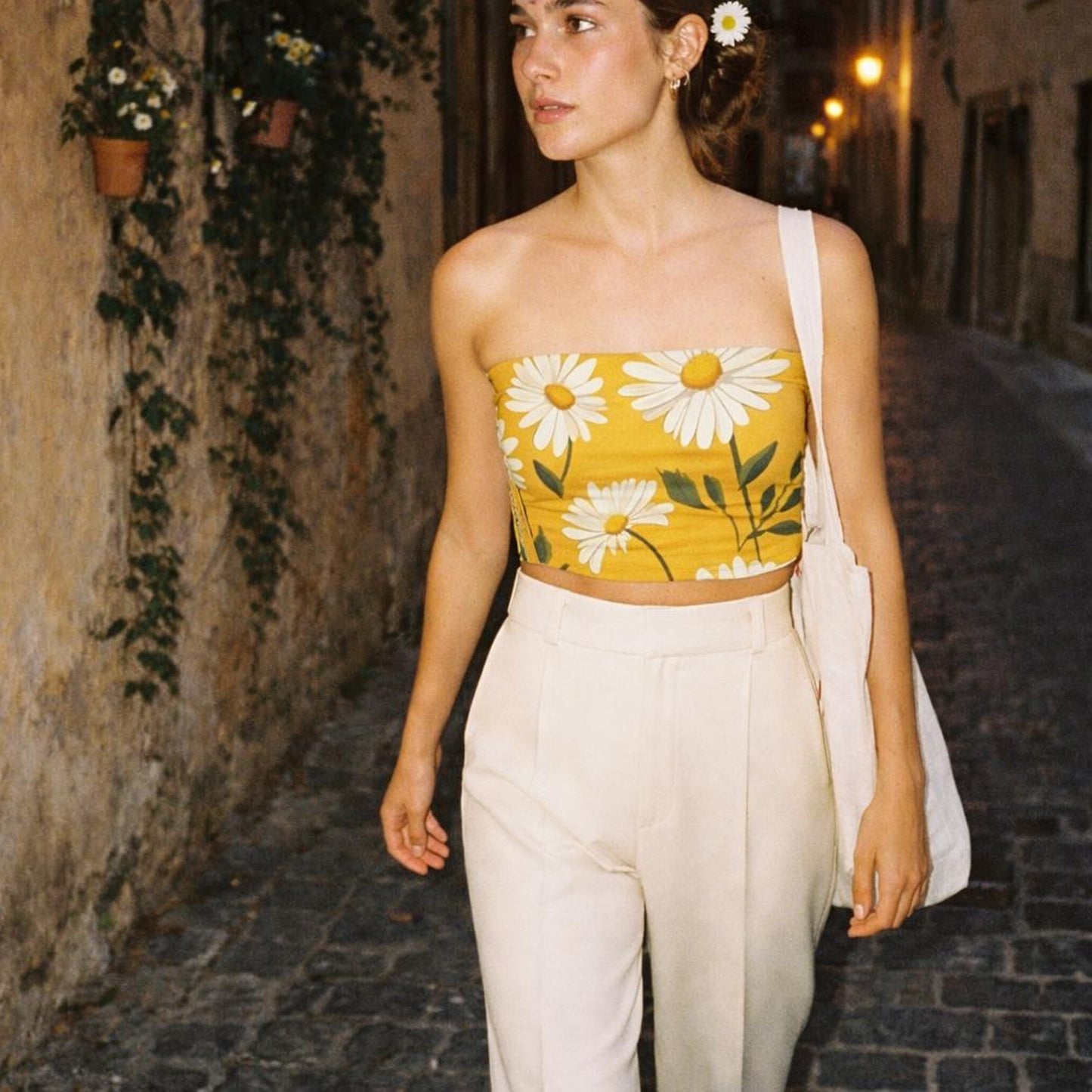 Golden Daisy Glow | Tube Top | Yellow & White — lifestyle