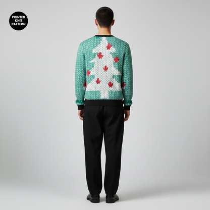 Christmas Tree | Knit Look | Holiday Style | Green Sweatshirt