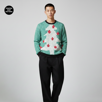 Christmas Tree | Knit Look | Holiday Style | Green Sweatshirt