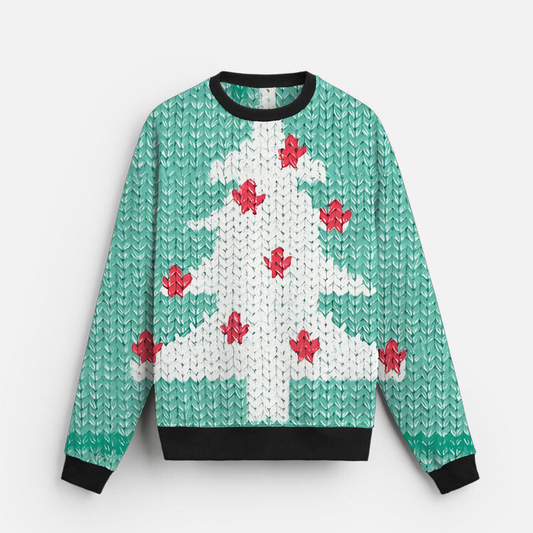 Christmas Tree | Knit Look | Holiday Style | Green Sweatshirt