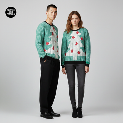 Christmas Tree | Knit Look | Holiday Style | Green Sweatshirt