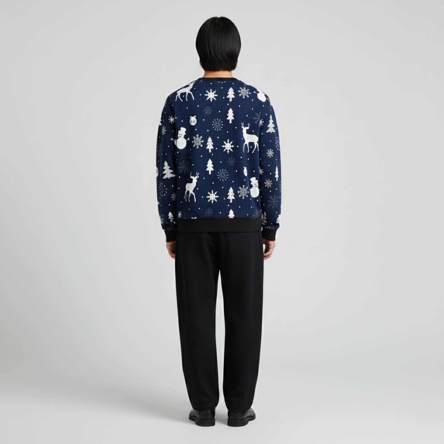 Winter Icons | Holiday Print | Festive Style | Navy Blue Sweatshirt