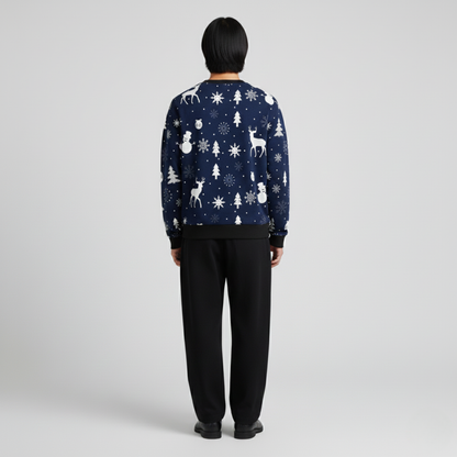 Winter Icons | Holiday Print | Festive Style | Navy Blue Sweatshirt