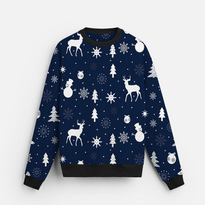 Winter Icons | Sweatshirt | Navy with White Festive Print