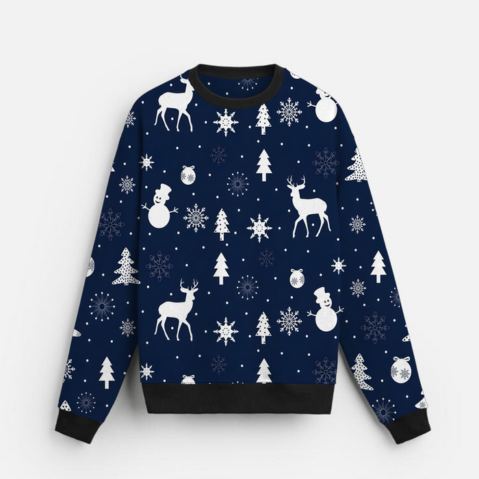 Winter Icons | Sweatshirt | Navy with White Festive Print