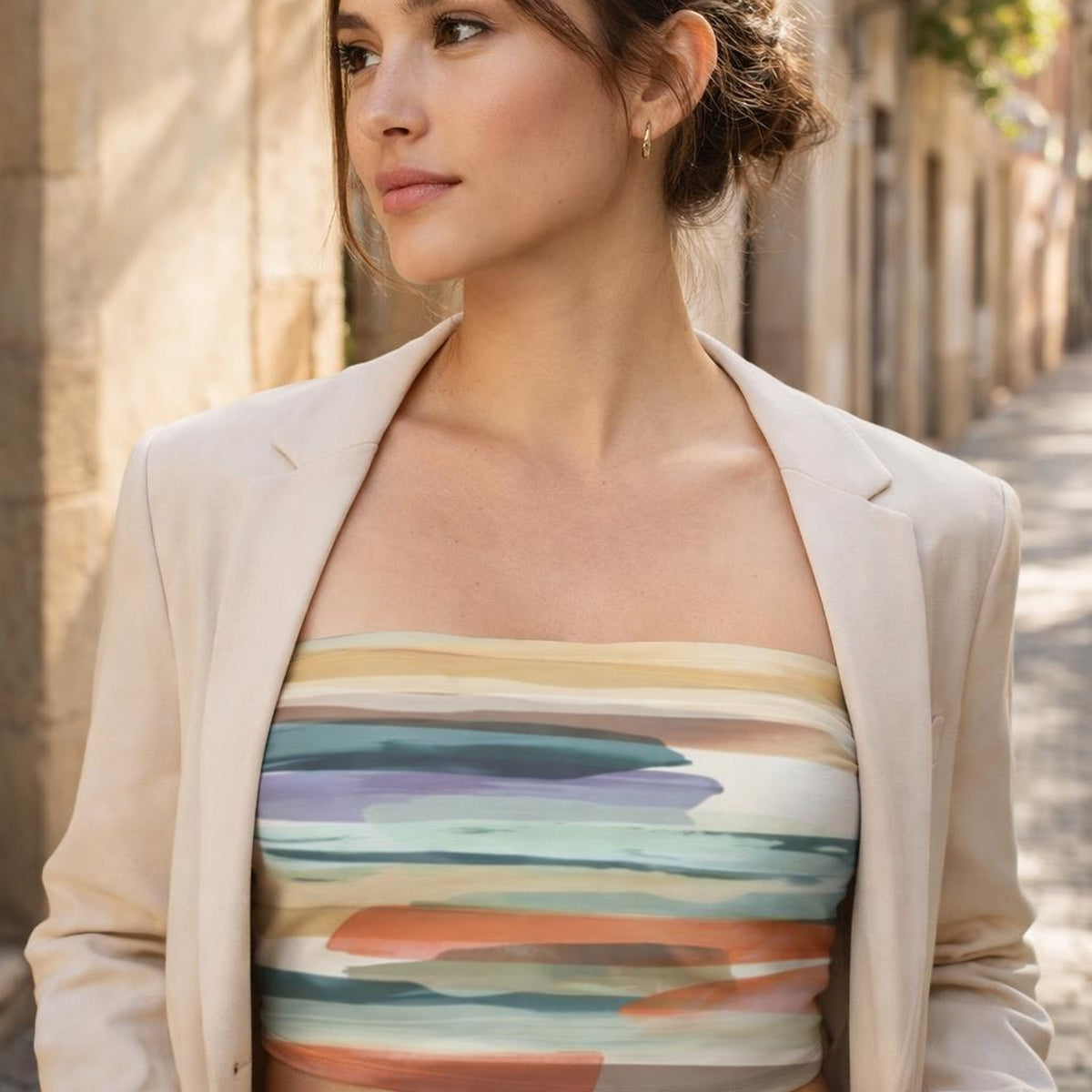 Sunset Layers | Tube Top | Gradient Stripes · front view
