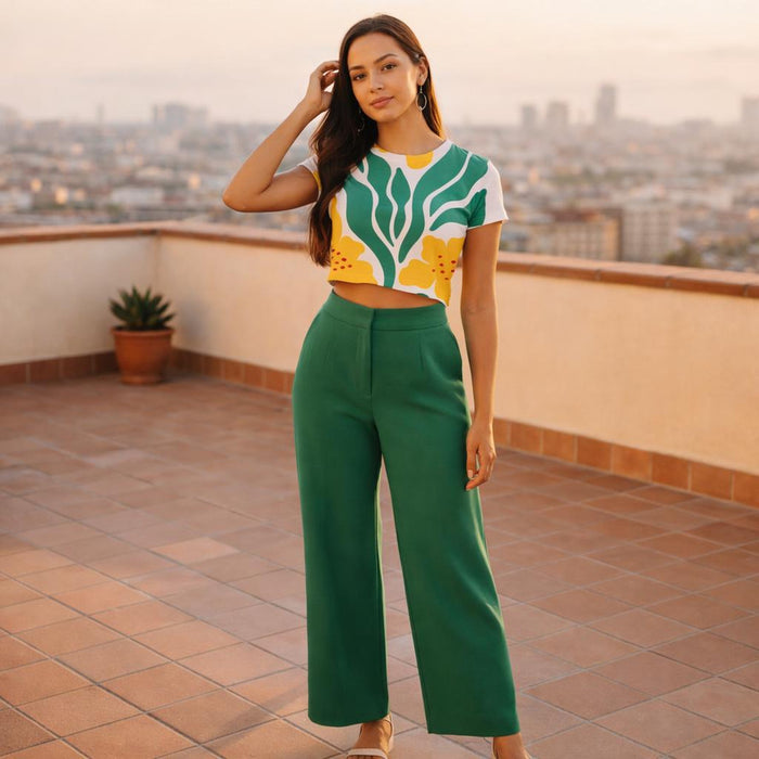 Olive Earth | Crop Top | Deep Green · front view
