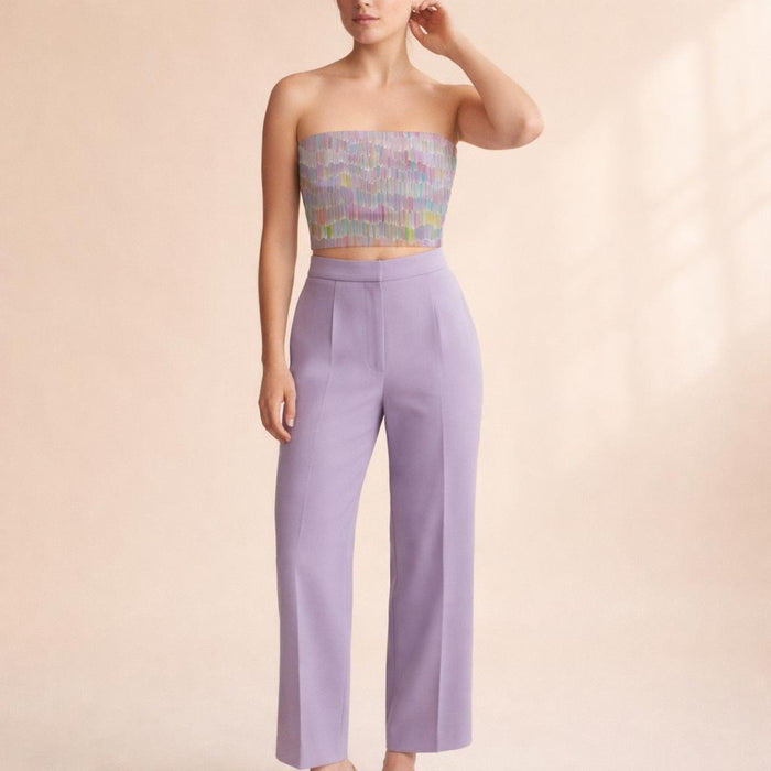 Pastel Cascade | Tube Top | Layered Brush Print · front view