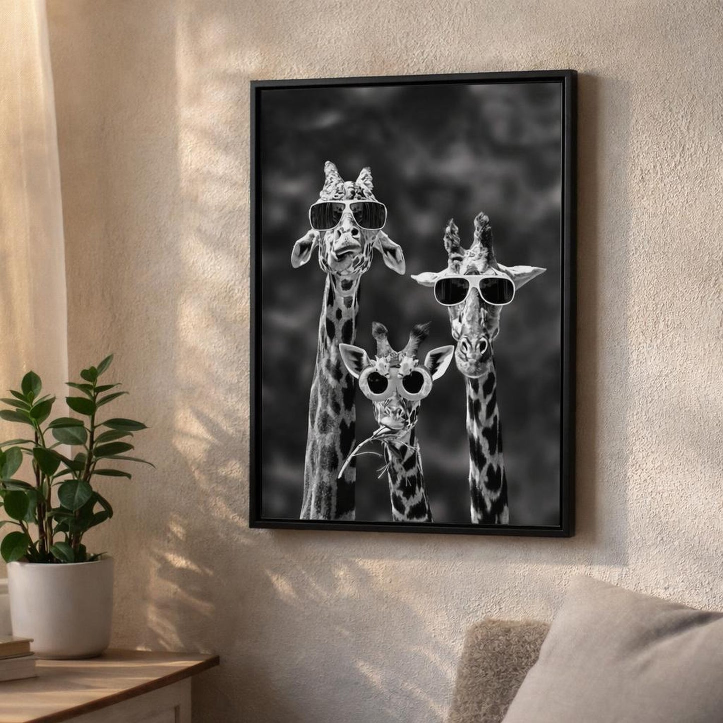 Cool Giraffe Gang | A3 Poster | Black & White — design detail