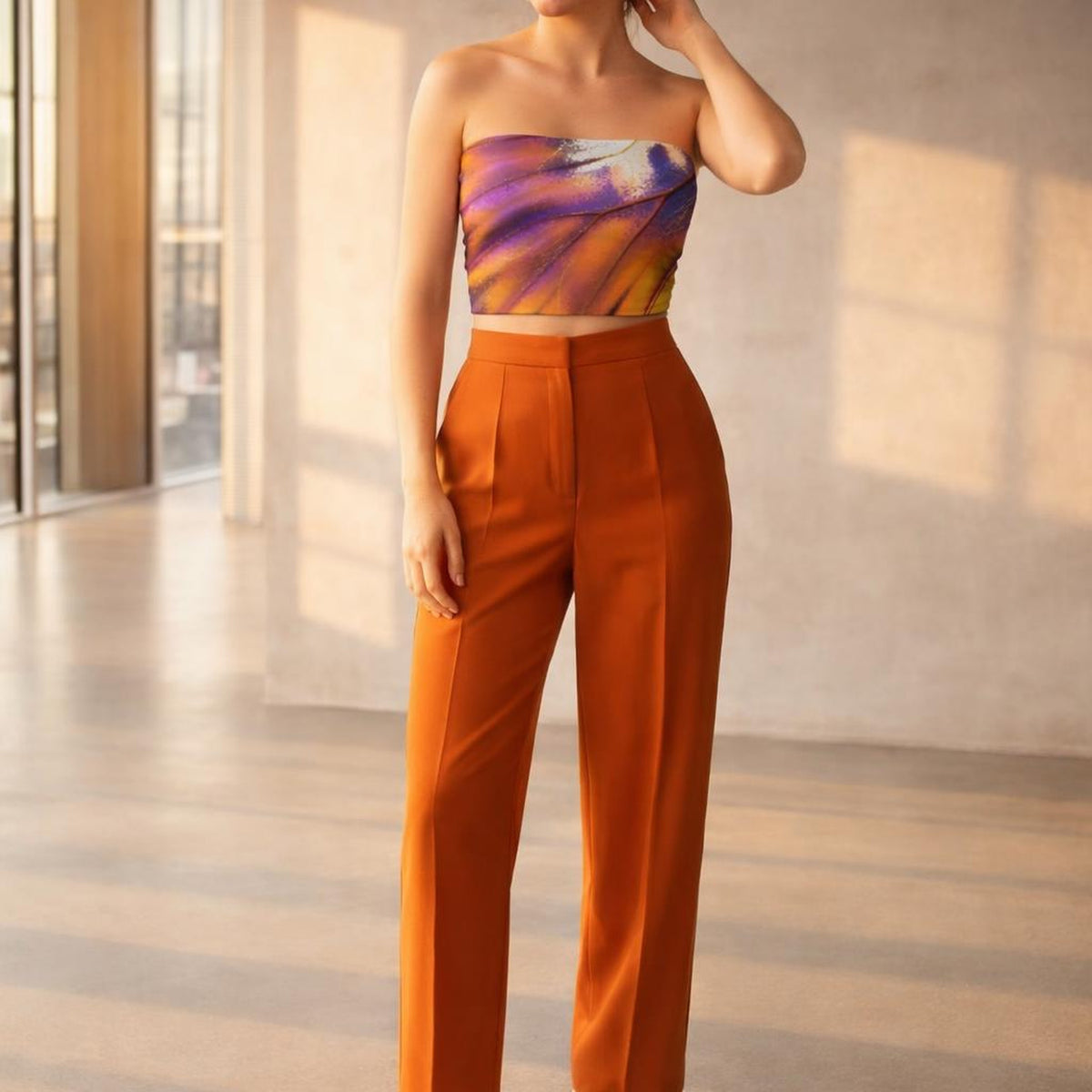 Energy Loading | Tube Top | Orange & Violet Gradient Wings · front view