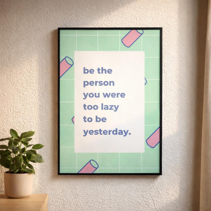 Lazy Girl Era | A3 Poster | Soft Green & Geometric — design detail