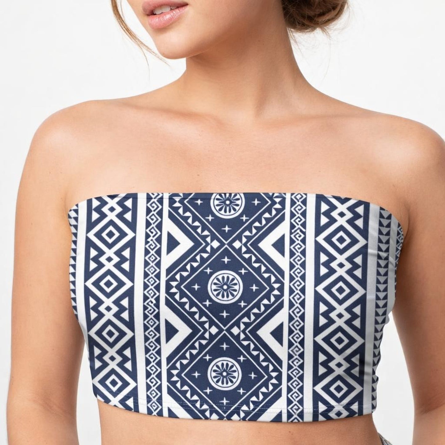 Indigo Lines | Tube Top | Tribal Stripe · front view
