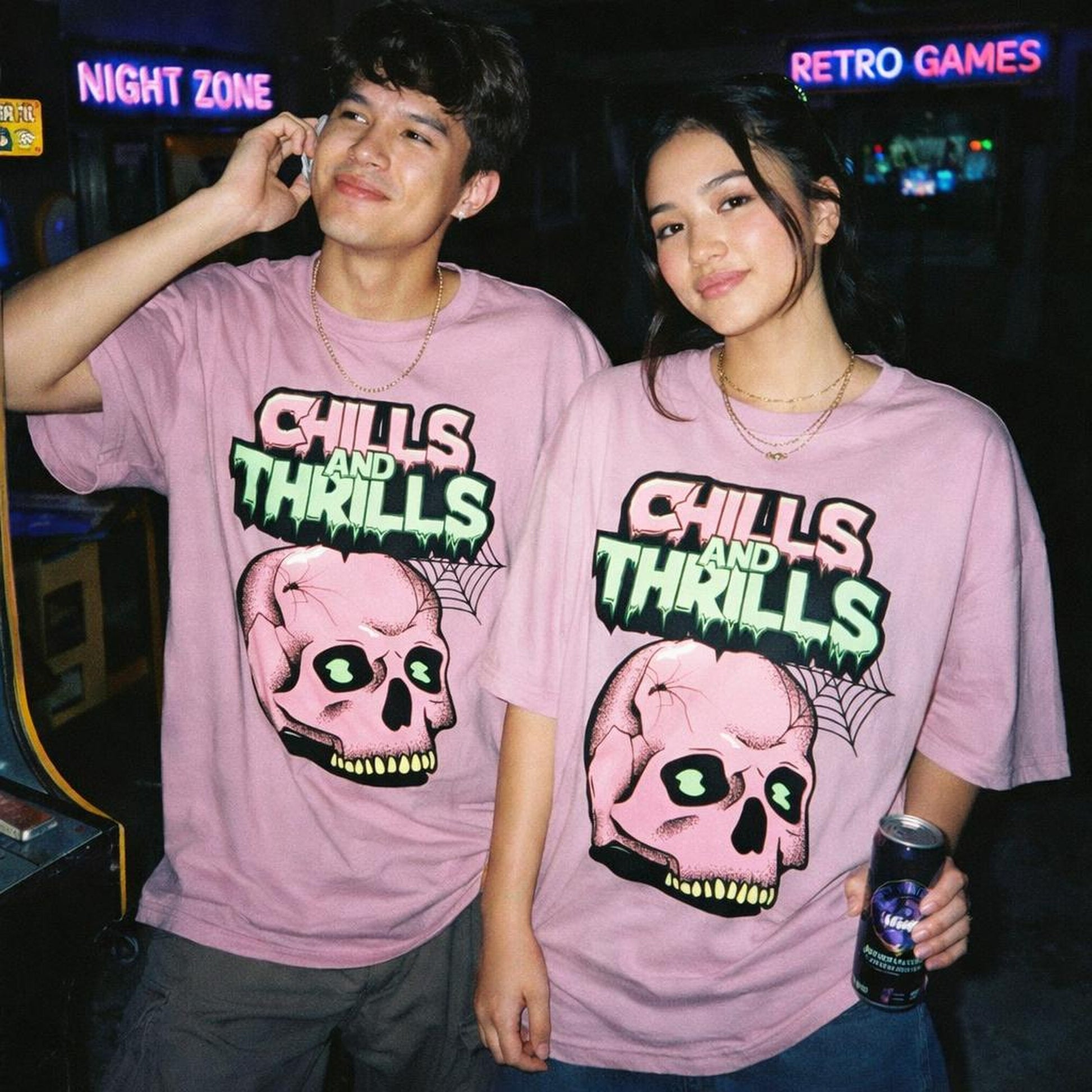 Chills and Thrills | Oversized T-Shirt | Skull Graphic — front view