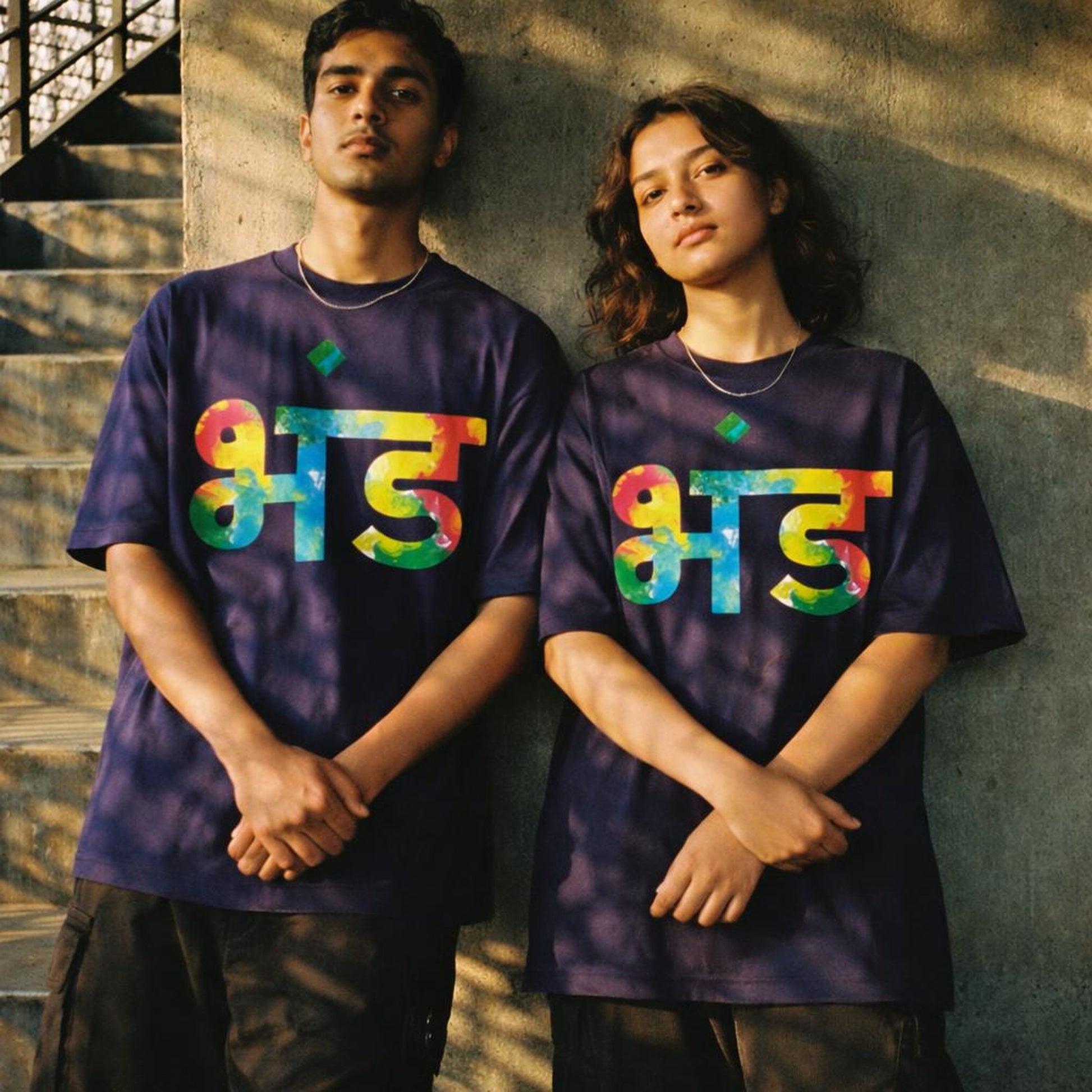 Bhand | Oversized T-Shirt | Navy Splash Mosaic — design detail