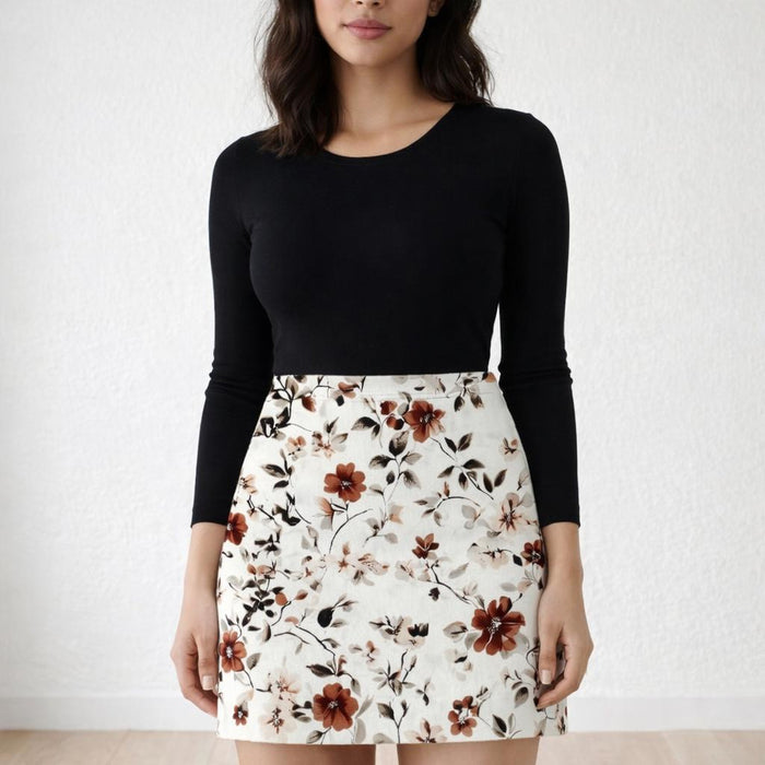 Rust Blossom | Mini Skirt | Vintage Floral · front view