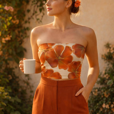 Sunset Petal Drift | Tube Top | Cream · lifestyle