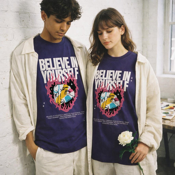 Believe In Yourself | Oversized T-Shirt | Dark Purple — design detail