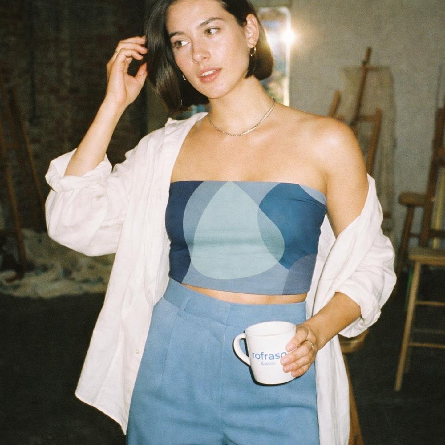Aqua Flow | Tube Top | Cool Abstract Tones — lifestyle