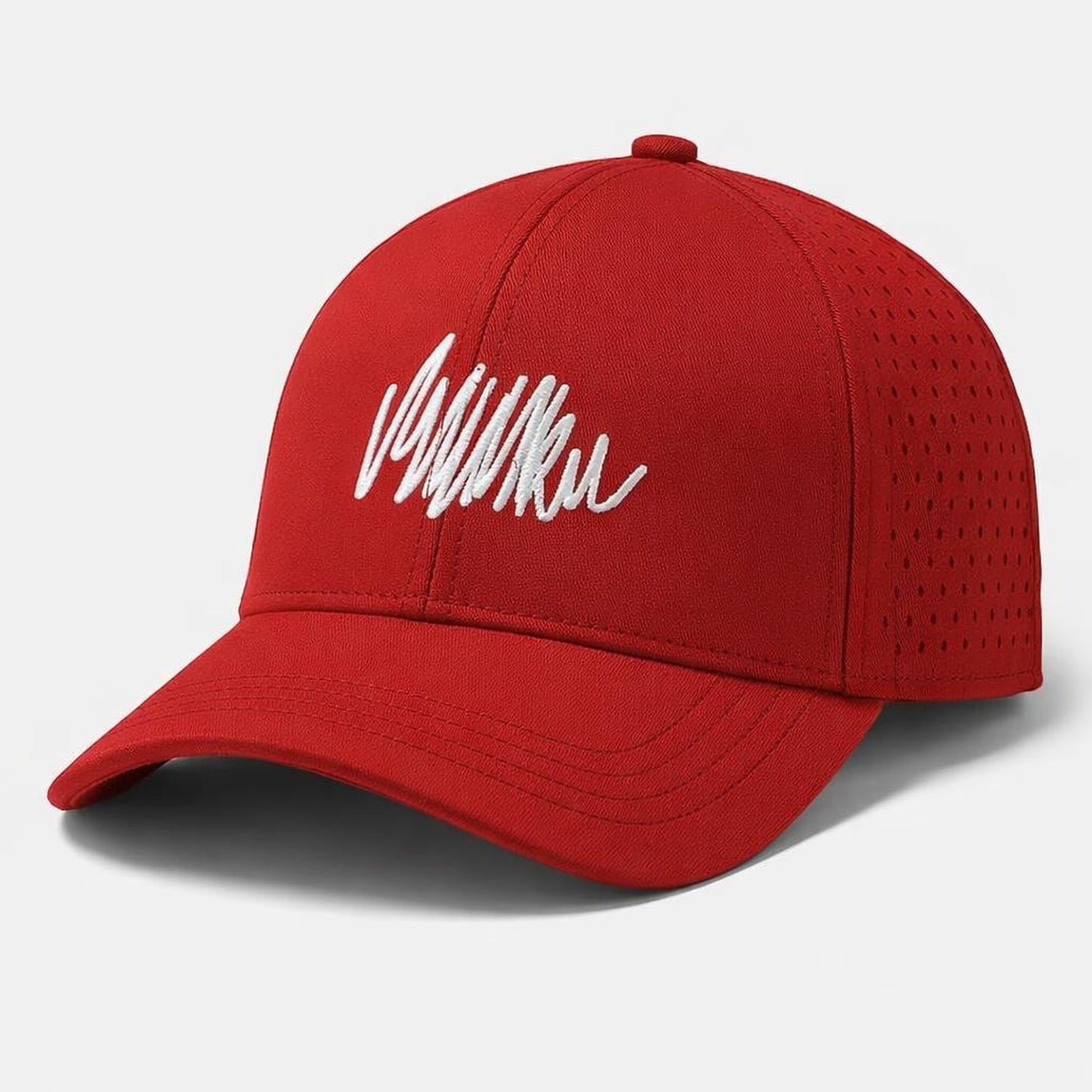 Vivienne Script | Sports Cap | Red Embroidered · front view