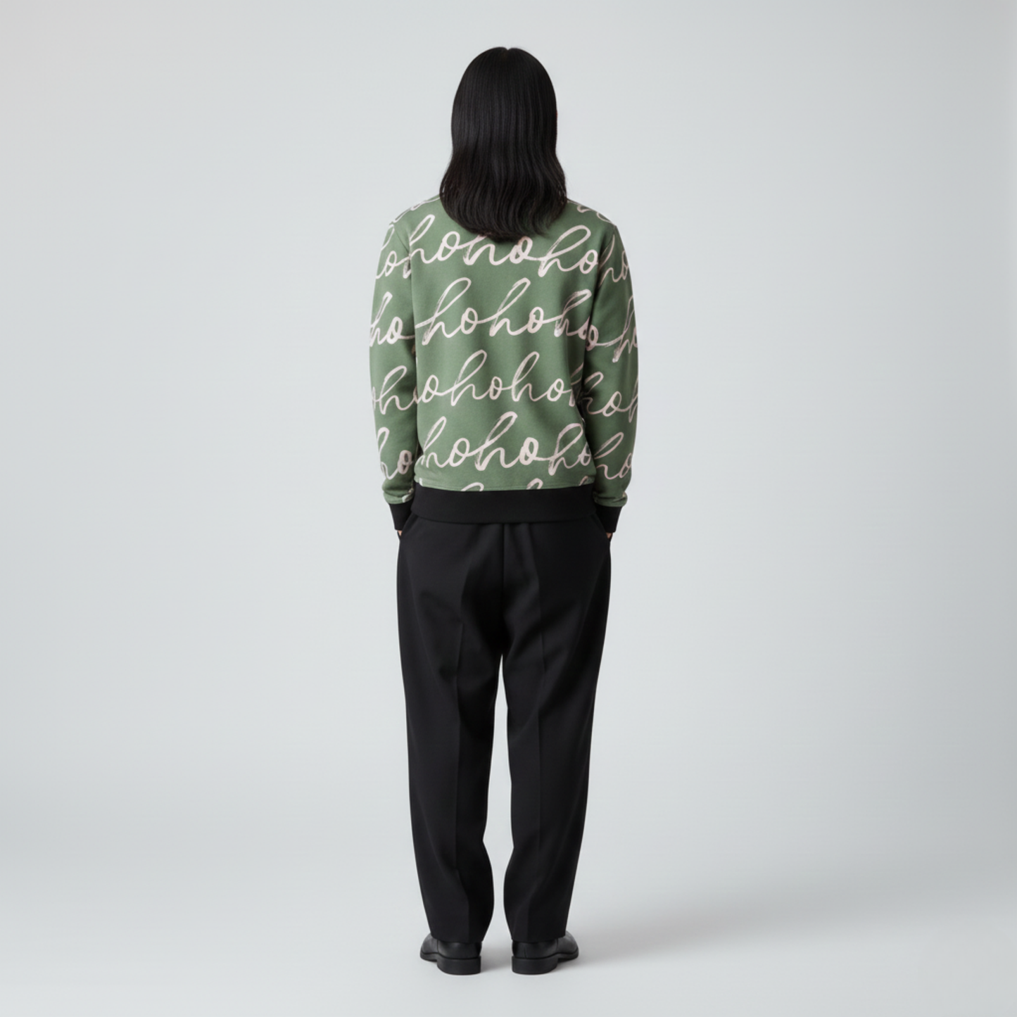 Ho Ho Ho | Holiday Script | Minimal Christmas | Sage Green Sweatshirt