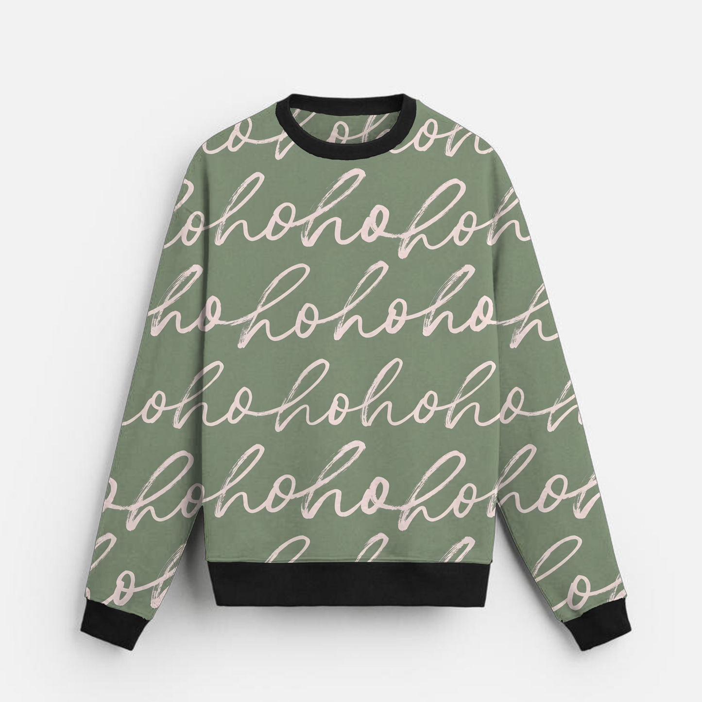 Ho Ho Ho | Holiday Script | Minimal Christmas | Sage Green Sweatshirt