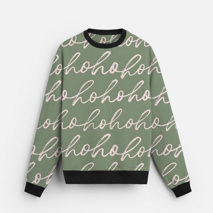 Ho Ho Ho | Holiday Script | Minimal Christmas | Sage Green Sweatshirt