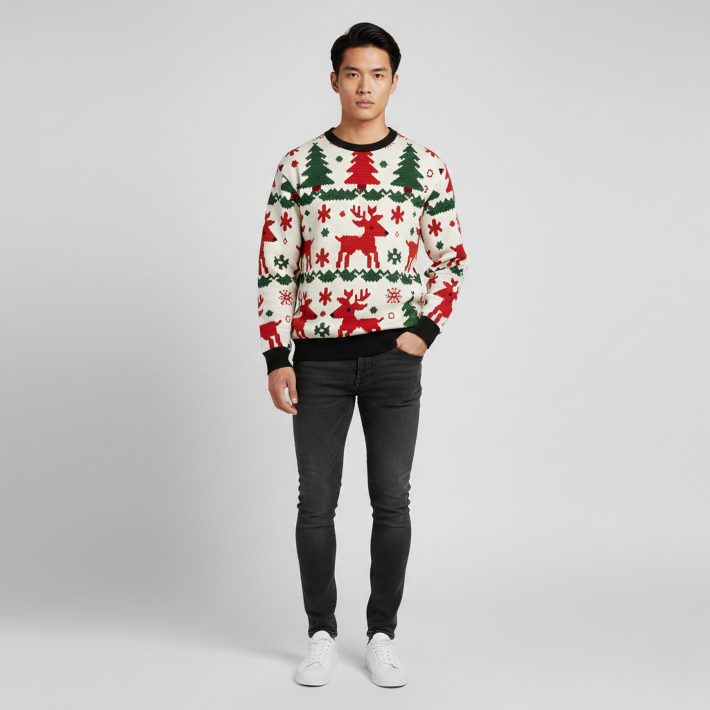 NordicCheer | WinterRitual | FestiveForm | Red Sweatshirt