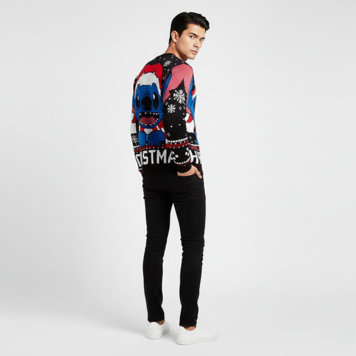 PixelNoel | Sweatshirt | 8-Bit Santa Stitch & Snowflakes