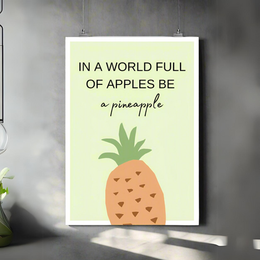 Be a Pineapple | In a world of apples | Premium A3 Poster