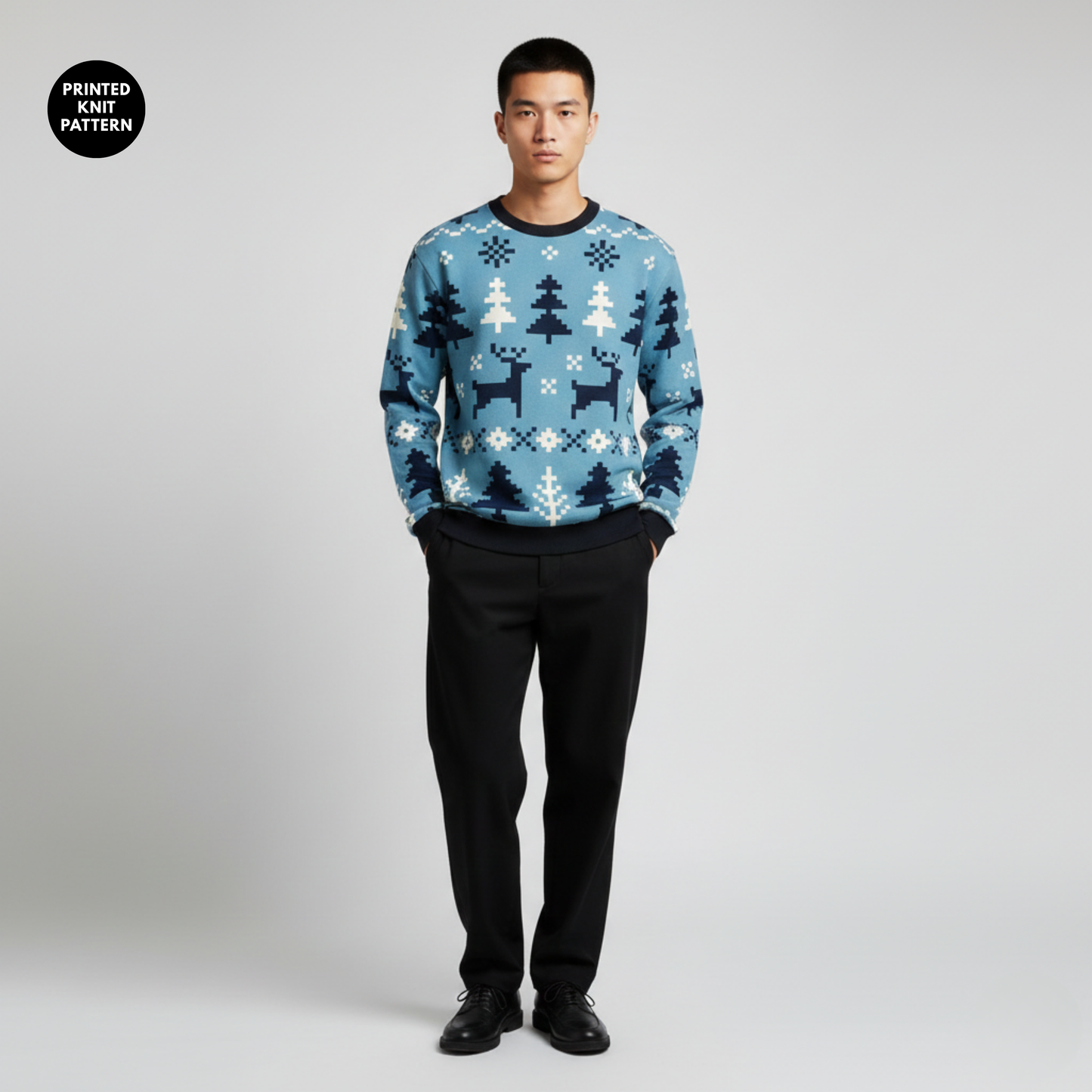 Winter Pixel Cheer | Festive Knit Look | Icy Blue | Unisex Sweatshirt