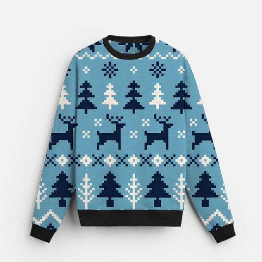 Winter Pixel Cheer | Festive Knit Look | Icy Blue | Unisex Sweatshirt