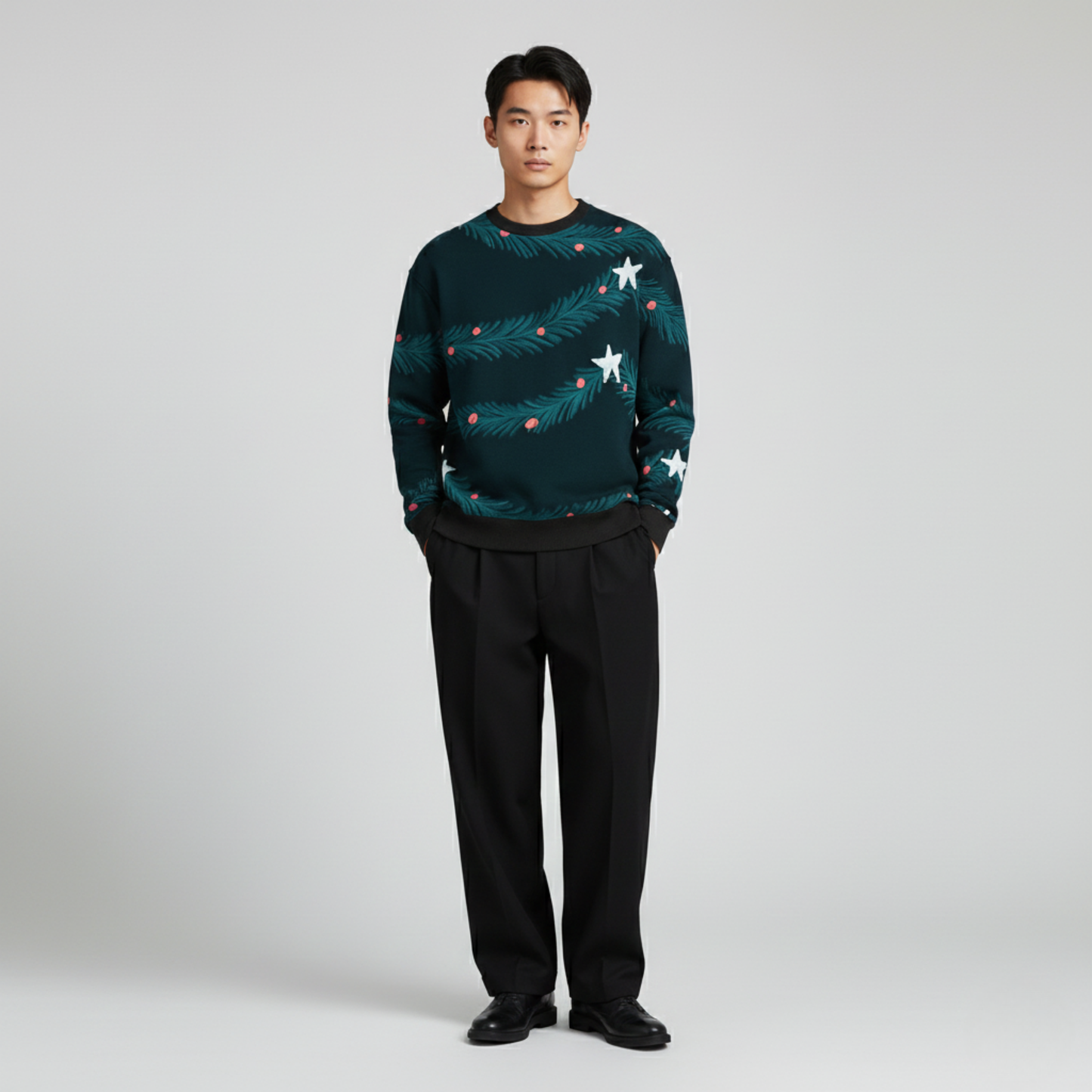 Evergreen Branches | Winter Green | Festive Style | Teal Green Sweatshirt