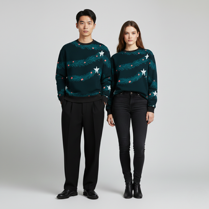 Evergreen Branches | Winter Green | Festive Style | Teal Green Sweatshirt